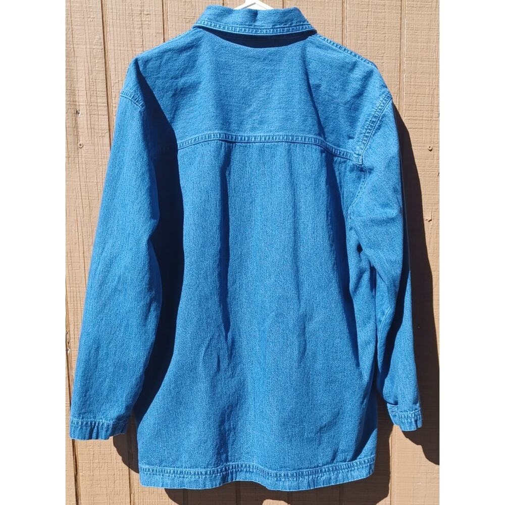 Blue Denim Chore Jacket Medium Cotton Utility Barn Coat Four Pockets - Picture 5 of 7